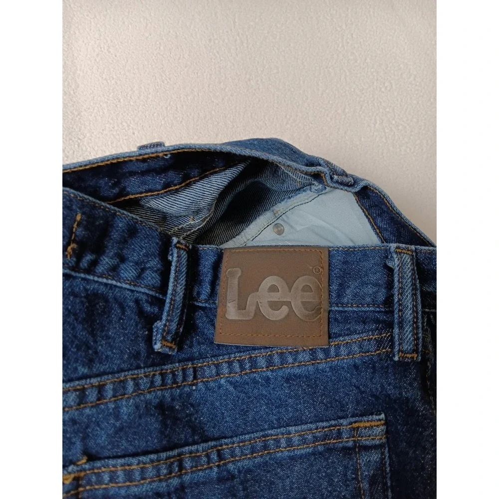 Lee Mens Regular Fit Straight Jeans Blue Dark Wash Denim 36x32 Classic Logo - Picture 5 of 5